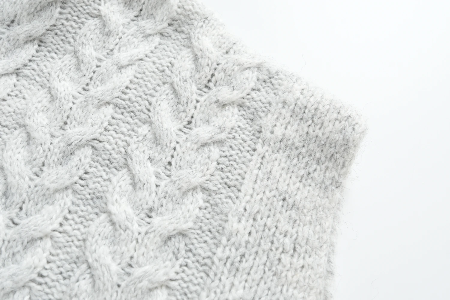 light grey cable knit turtleneck vest
