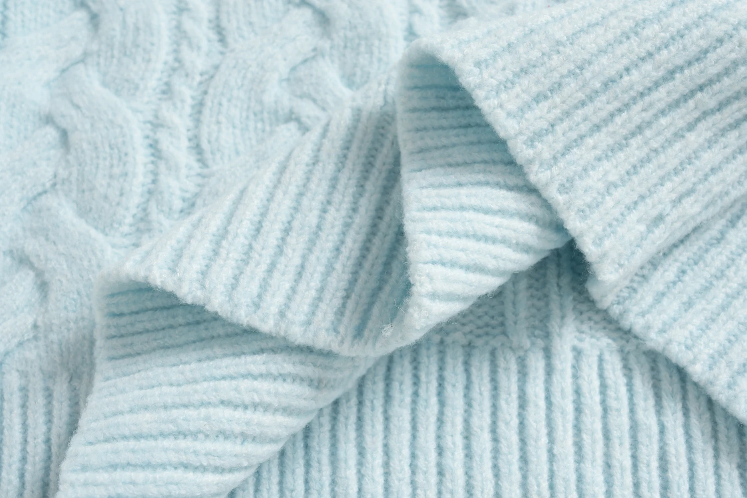 light blue cable knit sweater