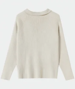 beige half zip polo knit top
