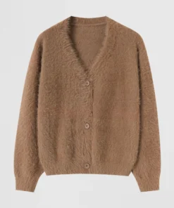 brown fuzzy cardigan