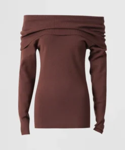 chocolate off shoulder knit top