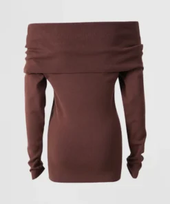 chocolate off shoulder knit top
