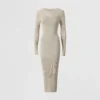 beige ribbed knit dress