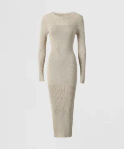 beige ribbed knit dress