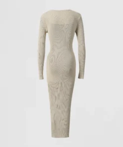 beige ribbed knit dress