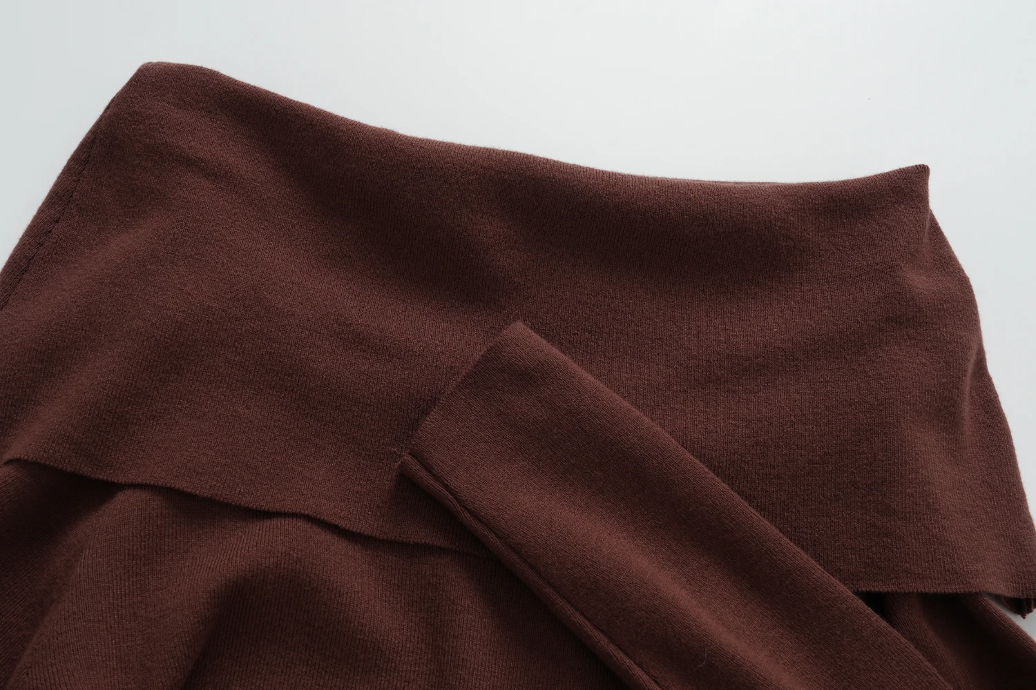 chocolate off shoulder knit top