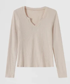 beige half zip polo knit top (copy)