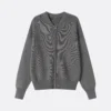 grey ribbed zip cardigan