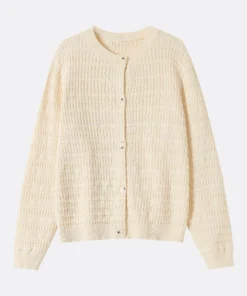 cream textured knit cardigan