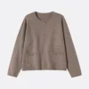 taupe zip pocket cardigan