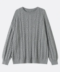 grey cable knit sweater