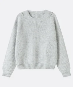light grey pointelle sweater
