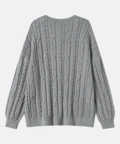 grey cable knit sweater