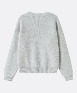 light grey pointelle sweater